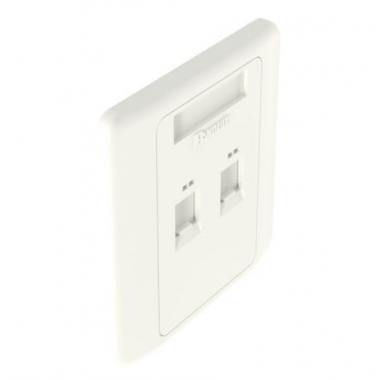 2port Faceplate, Shuttered Single Gang